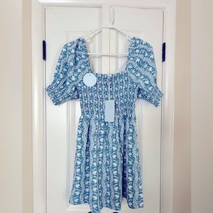 NWT Hill House Athena Nap Dress XS Trailing Vine Blue Crepe XS